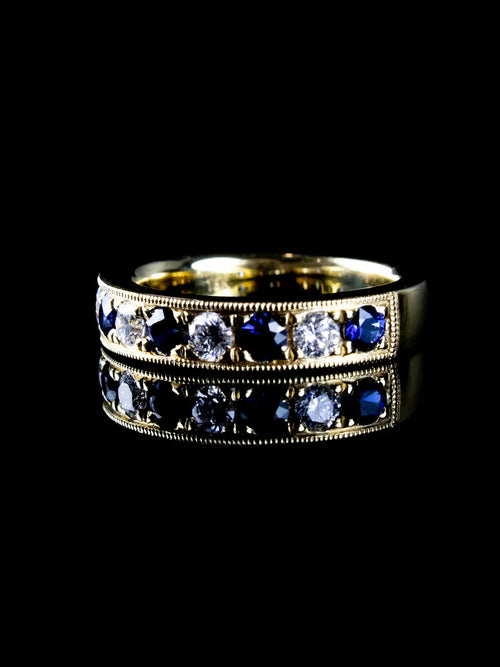 18ct Gold 0.75ct Sapphire and 0.43ct Diamond Half Eternity Ring