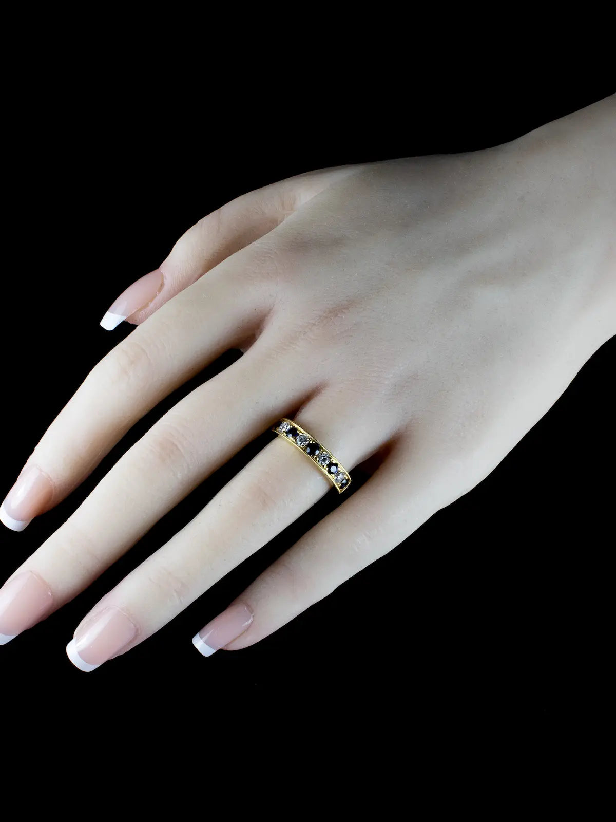 18ct Gold 0.75ct Sapphire and 0.43ct Diamond Half Eternity Ring