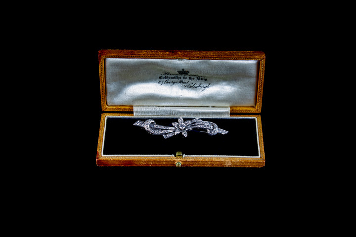 Antique 18ct White Gold Floral Diamond Brooch