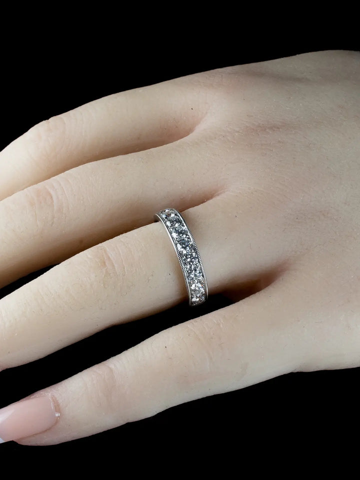 Platinum Nine Stone 1.00ct Diamond Half Eternity Ring