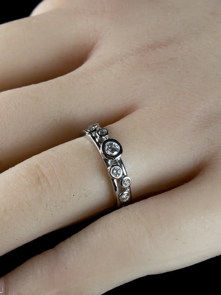 Platinum Bubble Diamond Ring, 0.31carats