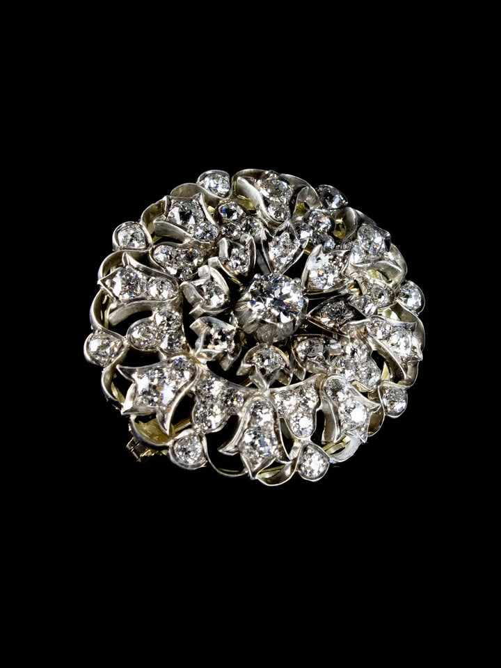 Antique Victorian 18ct Gold and Silver 4.00ct Old Cut Diamond Pendant & Brooch, Circa 1860