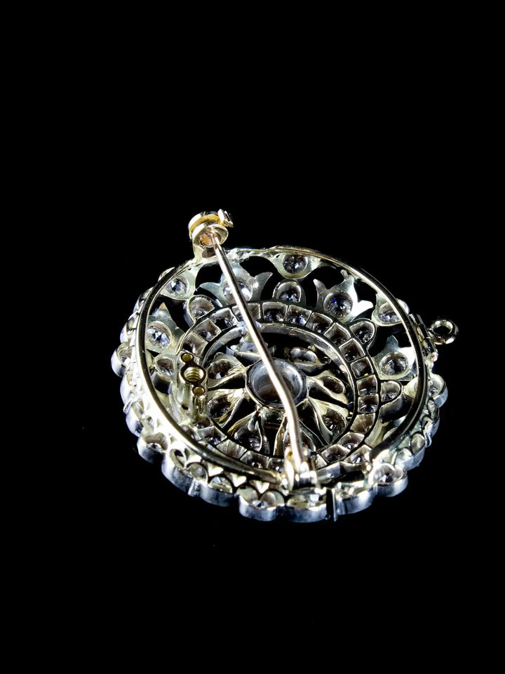 Antique Victorian 18ct Gold and Silver 4.00ct Old Cut Diamond Pendant & Brooch, Circa 1860