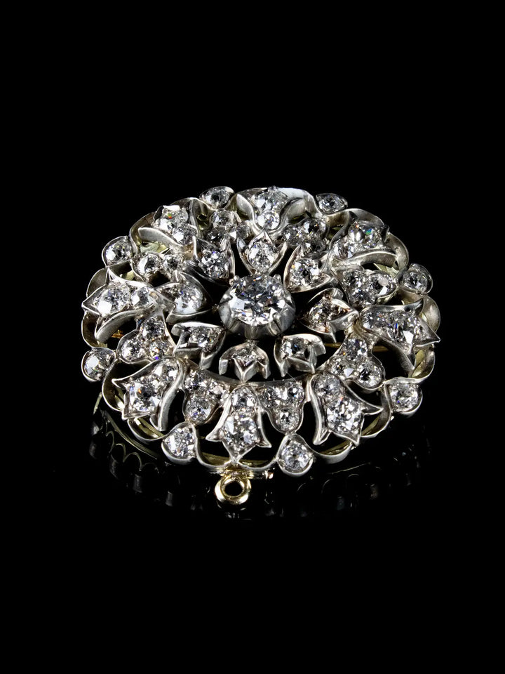 Antique Victorian 18ct Gold and Silver 4.00ct Old Cut Diamond Pendant & Brooch, Circa 1860