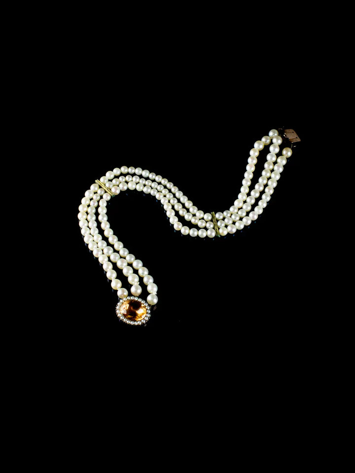 9ct Gold Akoya Pearl and Yellow Topaz Bracelet