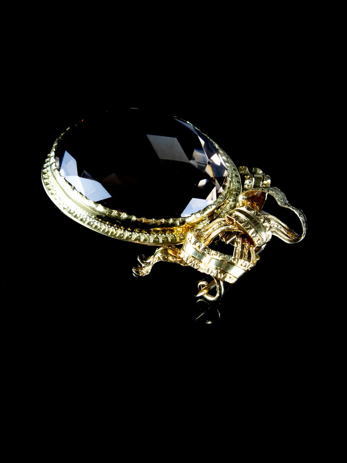 Antique 9ct Gold Smoky Quartz Pendant /Brooch