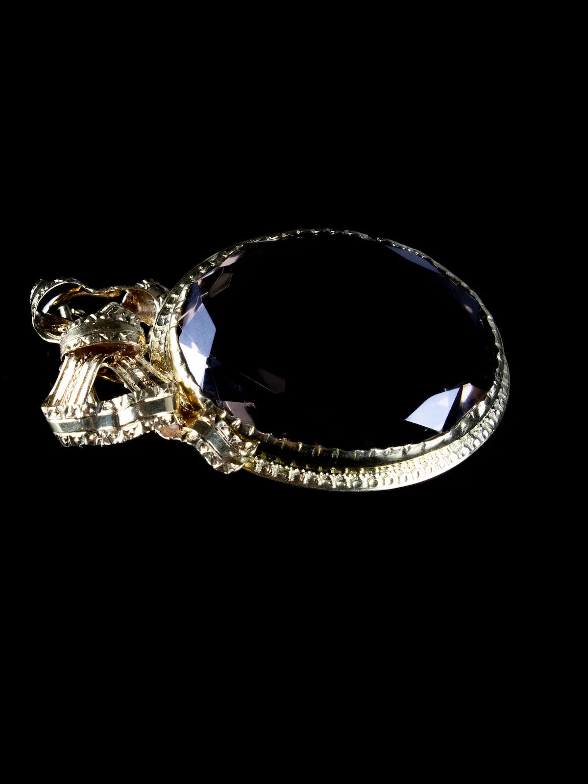 Antique 9ct Gold Smoky Quartz Pendant /Brooch