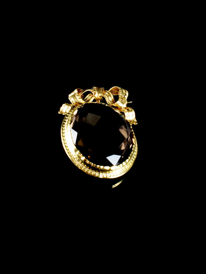 Antique 9ct Gold Smoky Quartz Pendant /Brooch