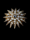 Antique Victorian 15ct Gold Pearl and Diamond Pendant/ Brooch, Circa 1884