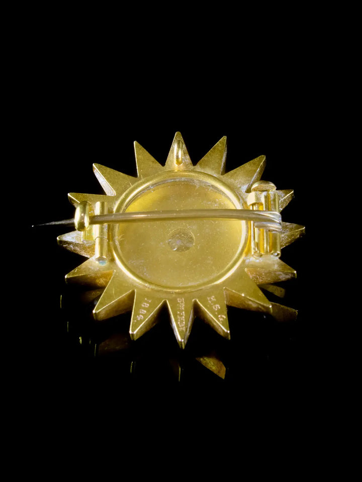 Antique Victorian 15ct Gold Pearl and Diamond Pendant/ Brooch, Circa 1884