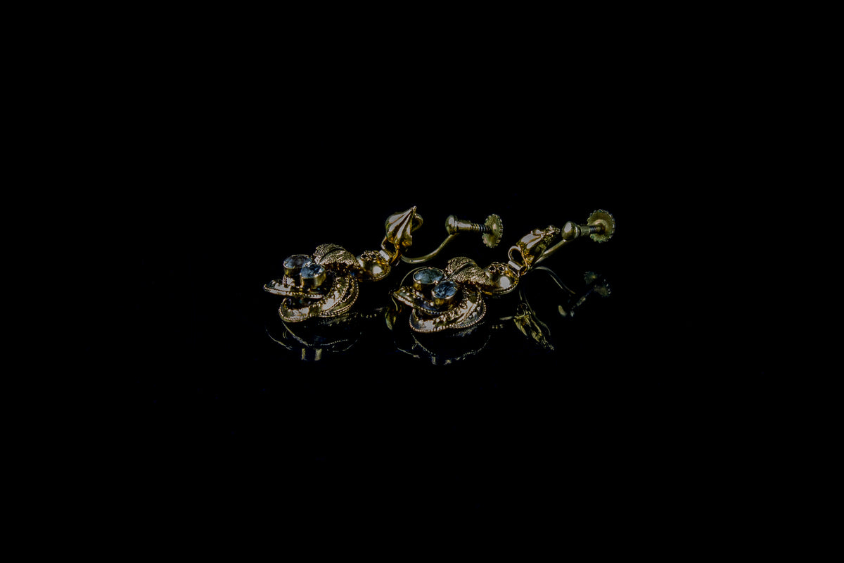 Victorian 9ct Gold Foiled Crystal Screw Back Earrings, Circa 1870