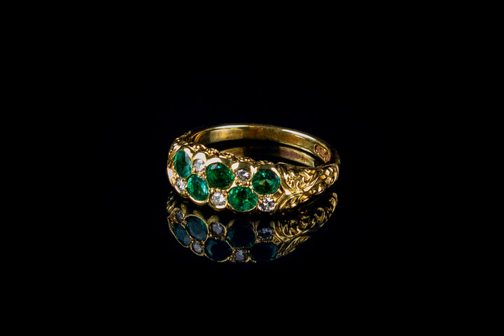 18ct gold 0.75ct Emerald and Diamond Chequerboard ring