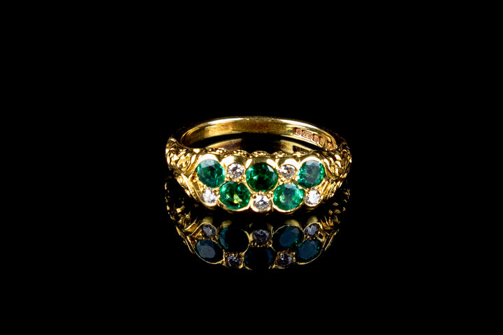 18ct gold 0.75ct Emerald and Diamond Chequerboard ring