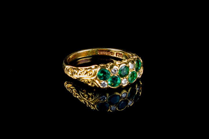 18ct gold 0.75ct Emerald and Diamond Chequerboard ring
