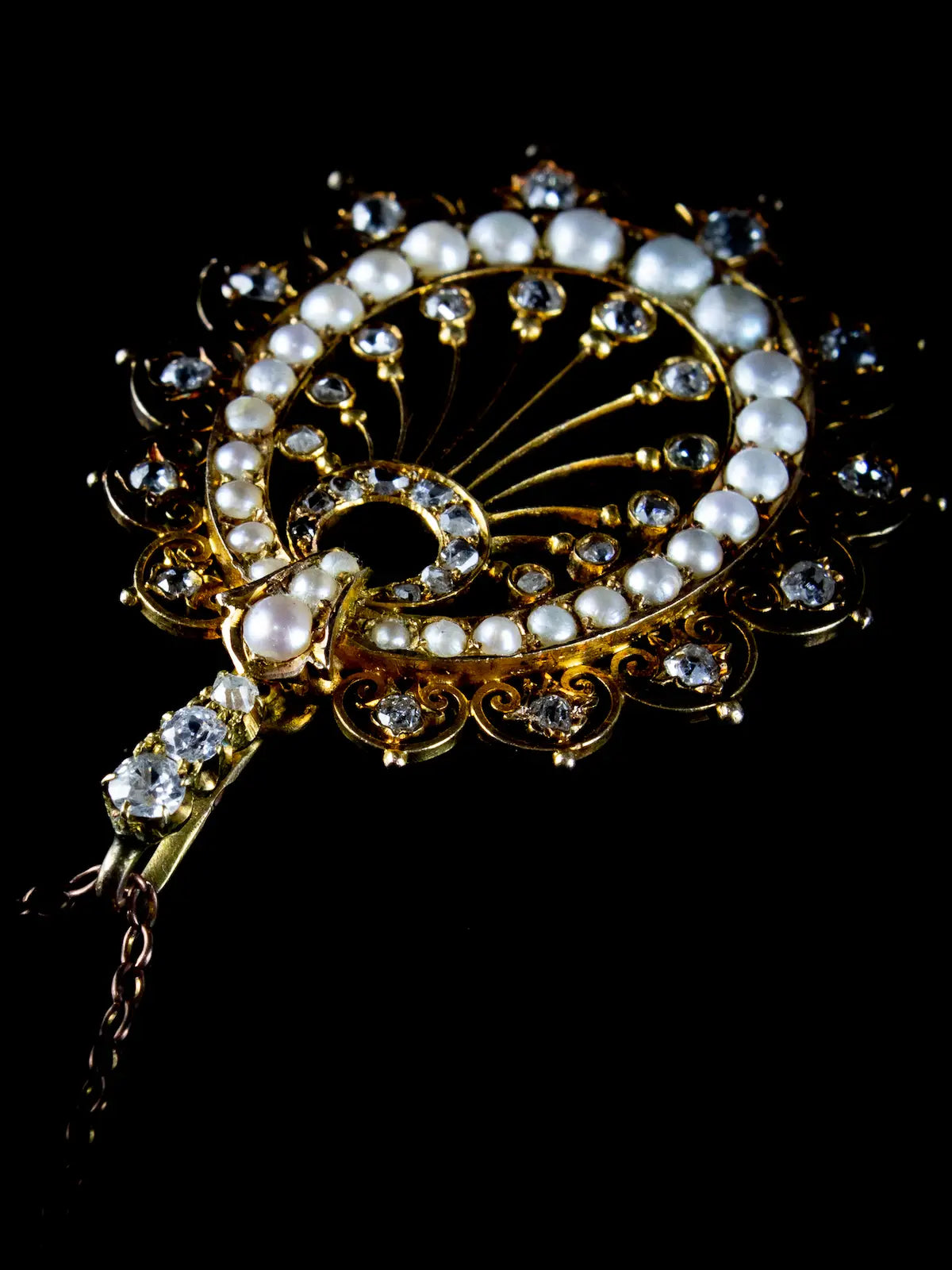 Antique Victorian 18ct Gold Pearl and Diamond Pendant, Circa 1880