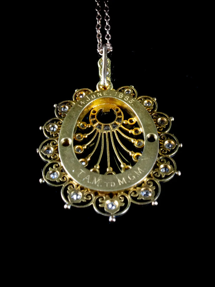 Antique Victorian 18ct Gold Pearl and Diamond Pendant, Circa 1880