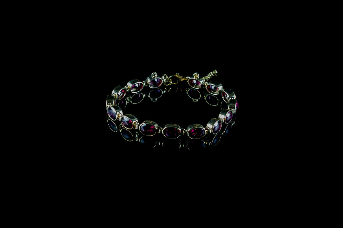 Vintage 9ct Yellow Gold Rhodolite Garnet Bracelet