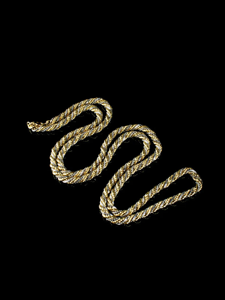 Vintage Two Tone 18ct Gold Rope Twist Necklace, 50 grams
