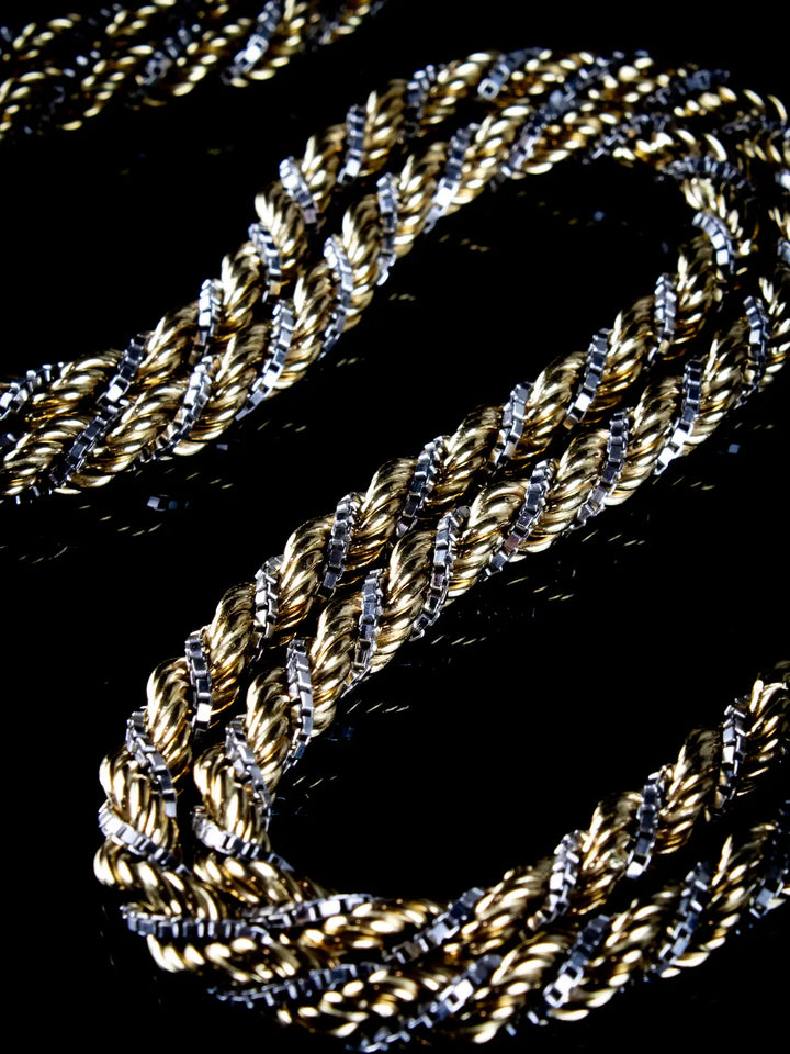Vintage Two Tone 18ct Gold Rope Twist Necklace, 50 grams