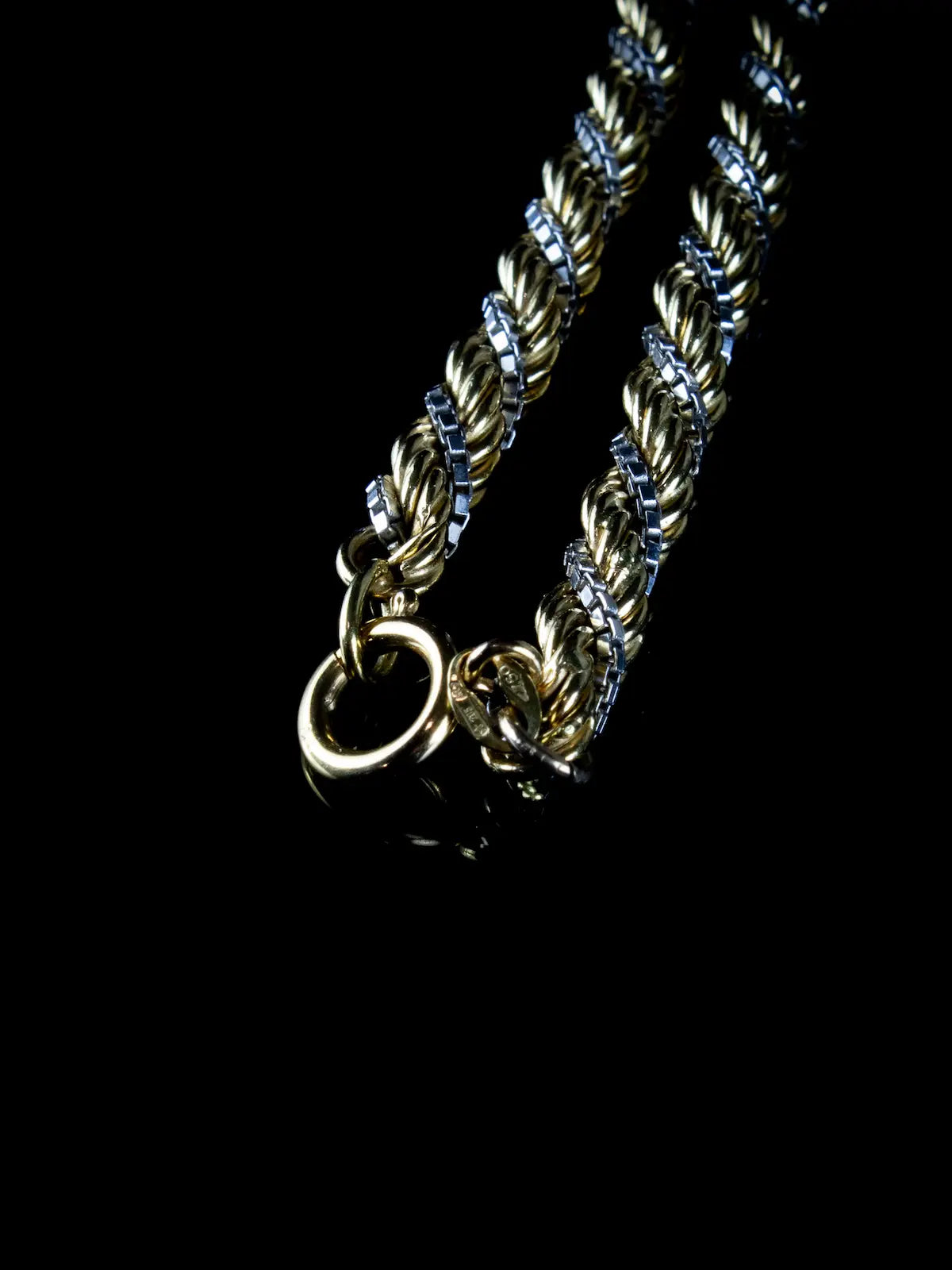 Vintage Two Tone 18ct Gold Rope Twist Necklace, 50 grams