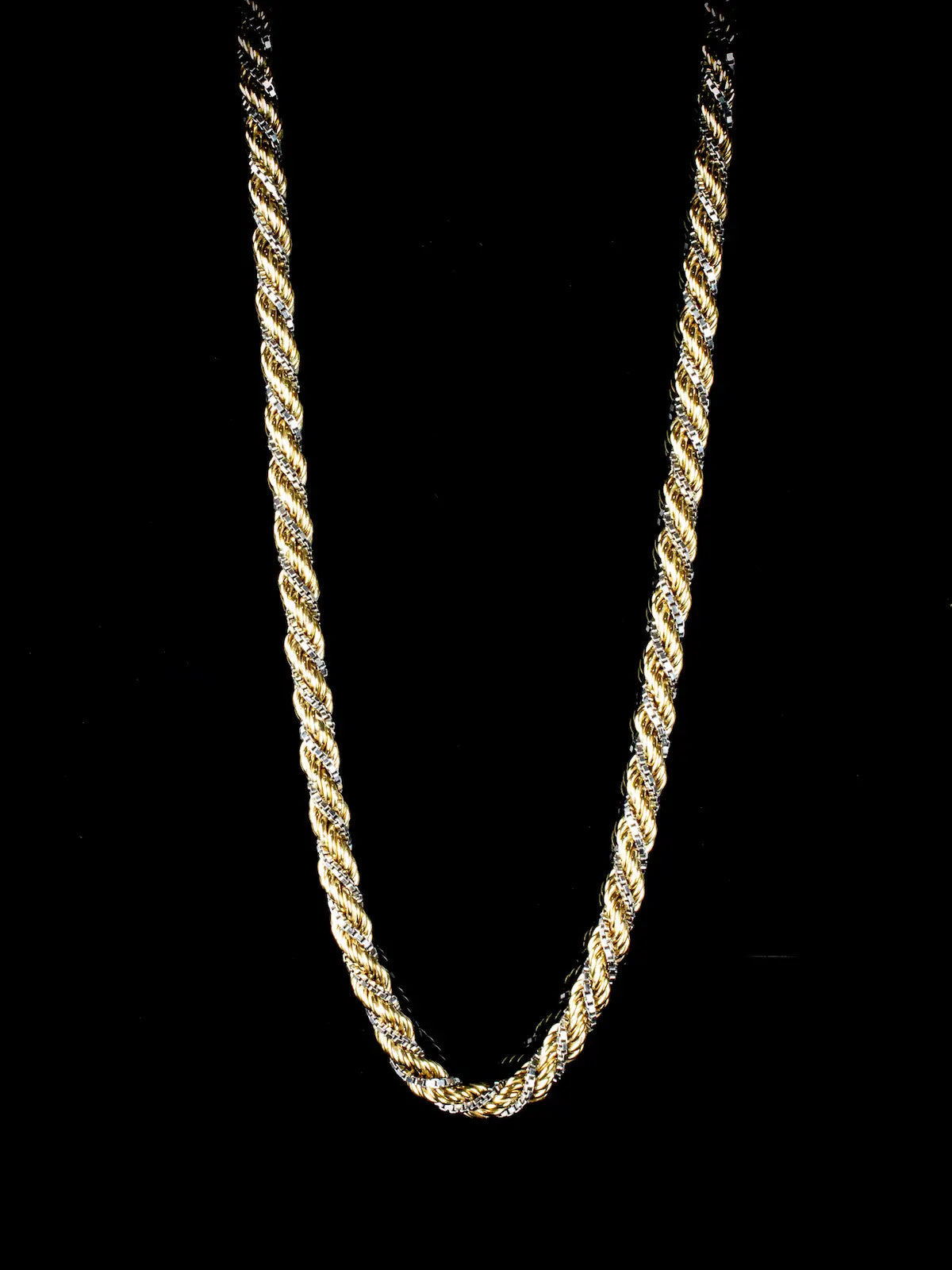 Vintage Two Tone 18ct Gold Rope Twist Necklace, 50 grams