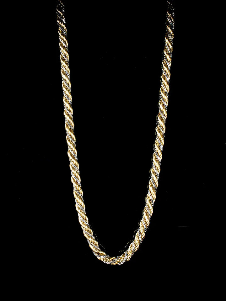 Vintage Two Tone 18ct Gold Rope Twist Necklace, 50 grams