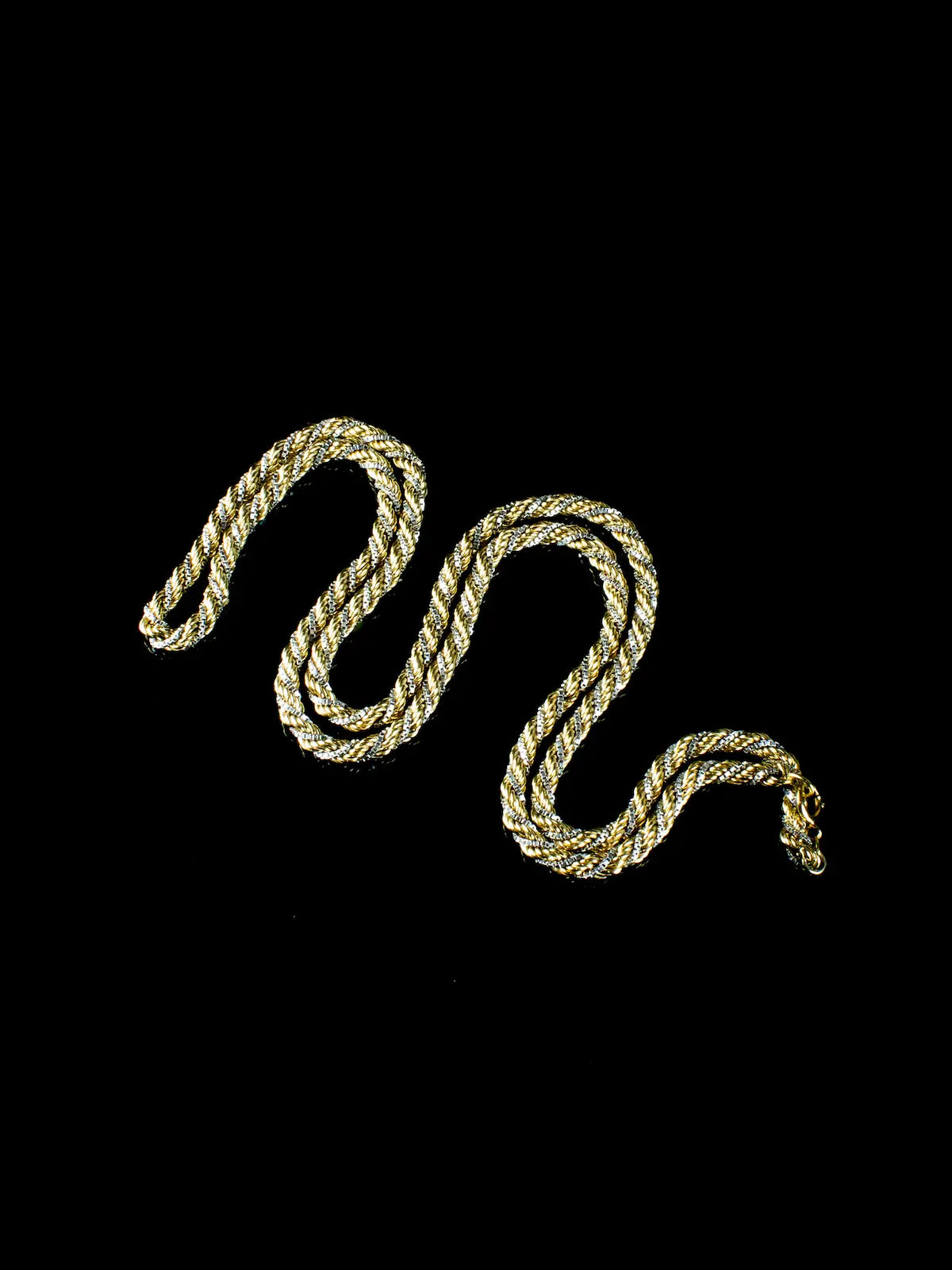 Vintage Two Tone 18ct Gold Rope Twist Necklace, 50 grams