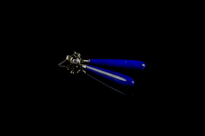 18ct White Gold 0.20ct Diamond and Lapis Lazuli Drop Earrings