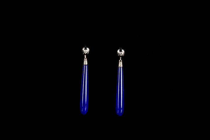 18ct White Gold 0.20ct Diamond and Lapis Lazuli Drop Earrings