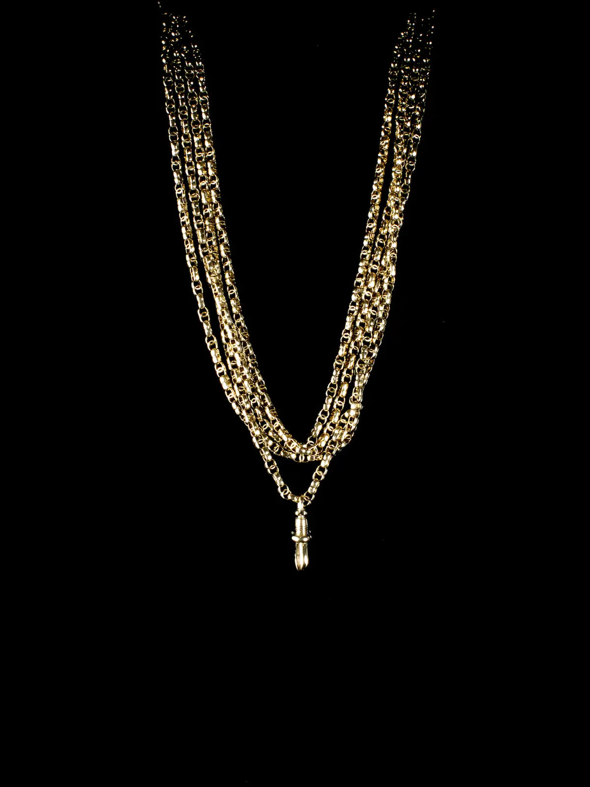 Antique 9ct Gold Guard Chain Necklace with Swivel Fob, 26 grams