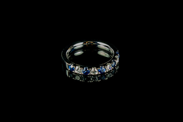 Platinum Sapphire and Diamond Nine Stone Half Eternity ring