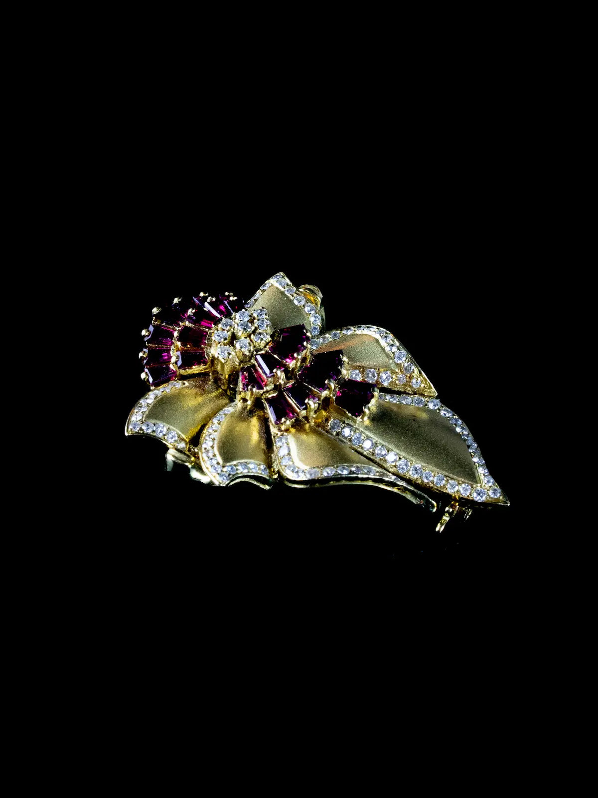 18ct Yellow Gold Ruby and Diamond Brooch, Circa 1950