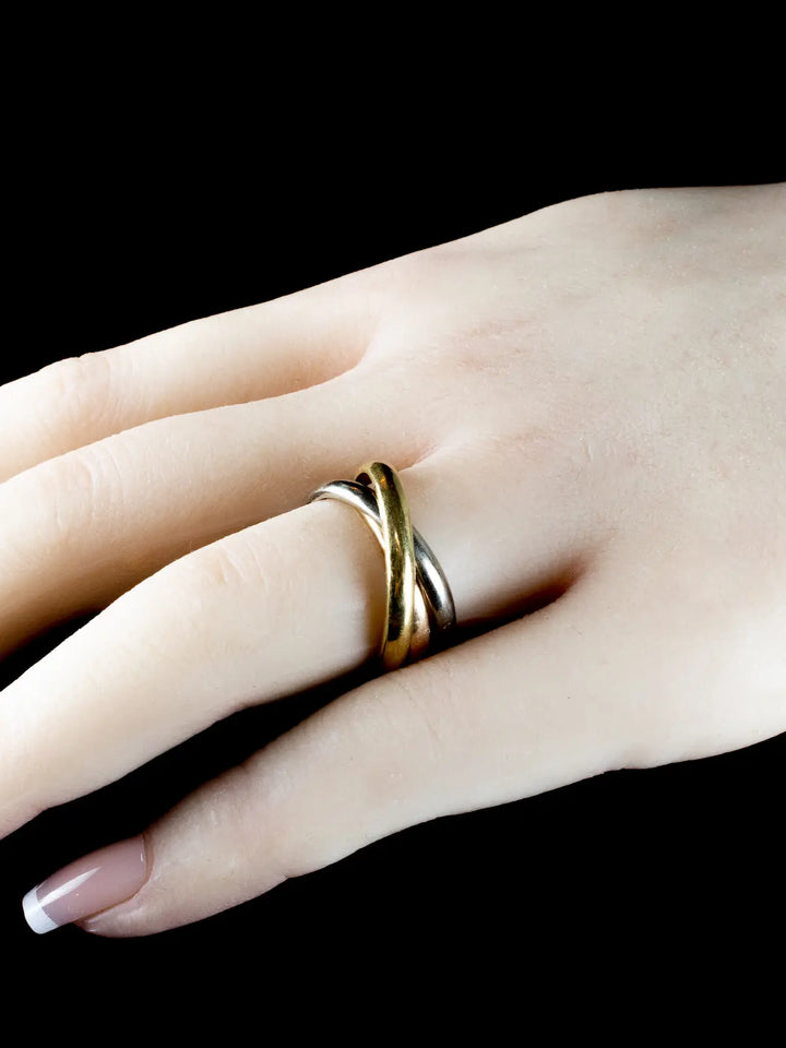 18ct Gold Three Band Russian Wedding Ring, 10grams