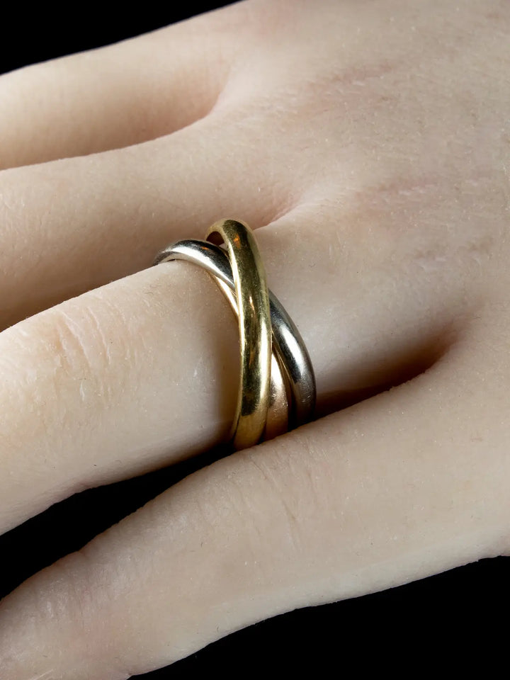 18ct Gold Three Band Russian Wedding Ring, 10grams