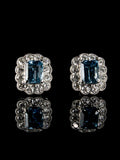 18ct White Gold 3.06ct Aquamarine and Diamond Cluster Earrings