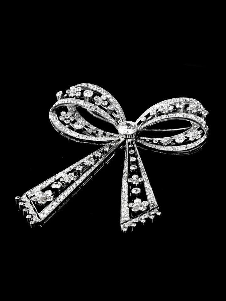 Antique Platinum and Diamond Bow Brooch, Circa 1910