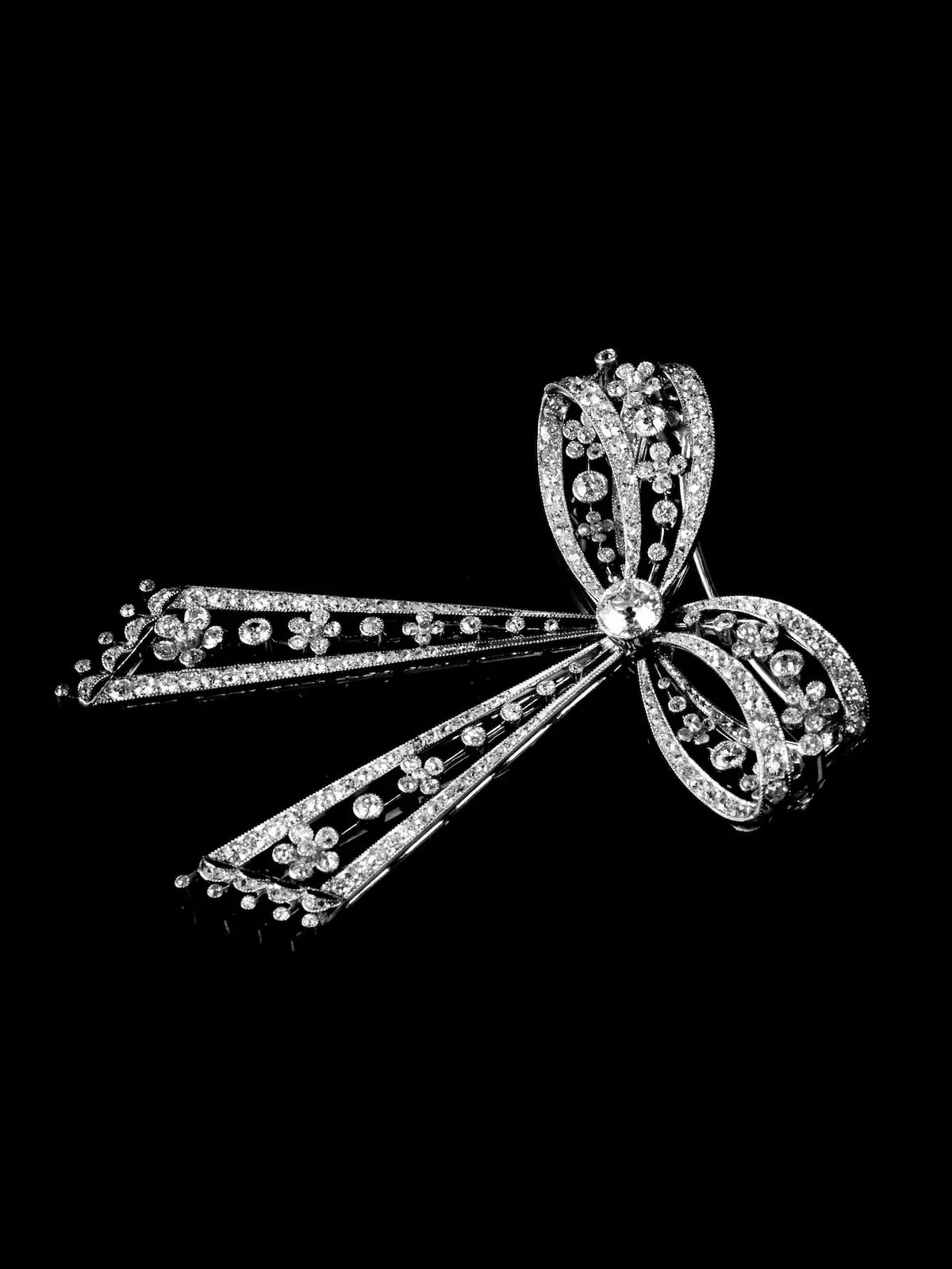 Antique Platinum and Diamond Bow Brooch, Circa 1910