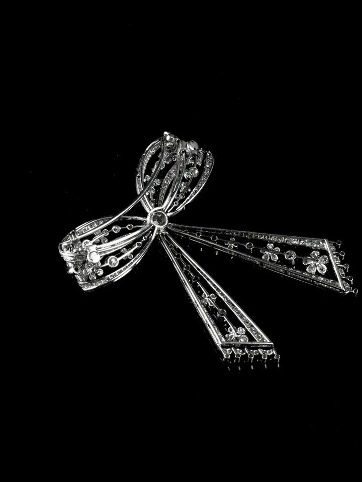 Antique Platinum and Diamond Bow Brooch, Circa 1910