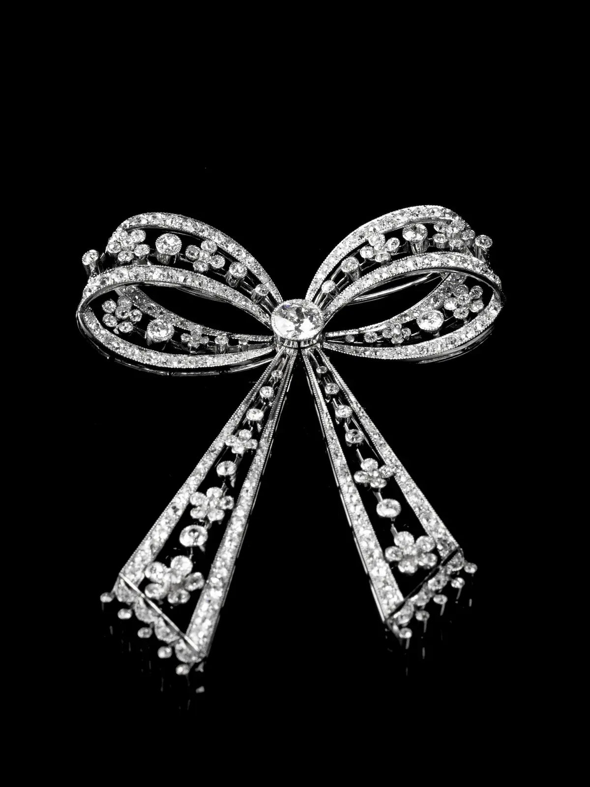 Antique Platinum and Diamond Bow Brooch, Circa 1910