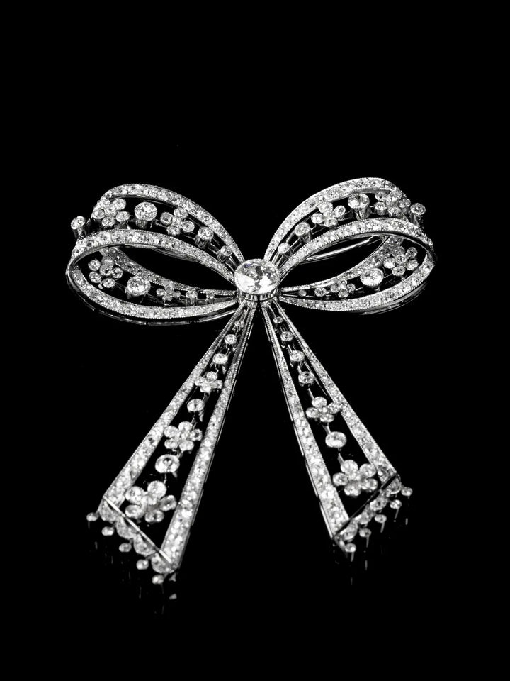 Antique Platinum and Diamond Bow Brooch, Circa 1910