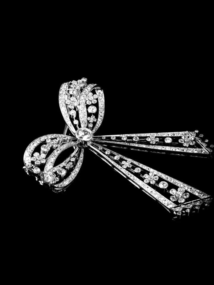 Antique Platinum and Diamond Bow Brooch, Circa 1910
