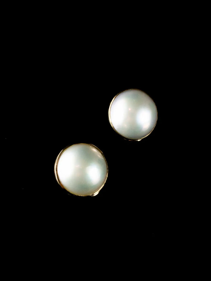 Vintage 9ct Gold Mabé Pearl Clip On Earrings