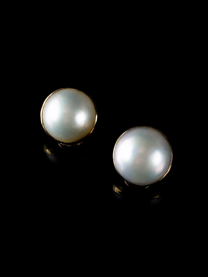Vintage 9ct Gold Mabé Pearl Clip On Earrings