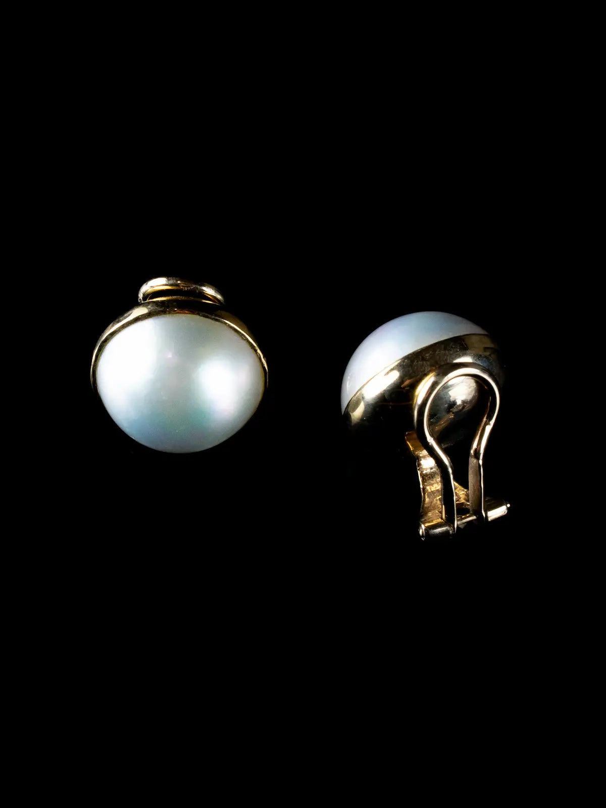 Vintage 9ct Gold Mabé Pearl Clip On Earrings