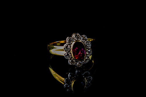 18ct Gold 1.13ct Ruby and Diamond Cluster Ring