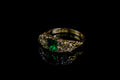 Antique Victorian 18ct Gold Seven Stone Emerald and Diamond Ring, London 1890