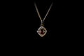 18ct Gold Pink Sapphire and Old Cut Diamond Pendant
