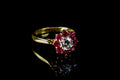 18ct Gold Diamond and 1.20ct Ruby Cluster Ring, London 1980