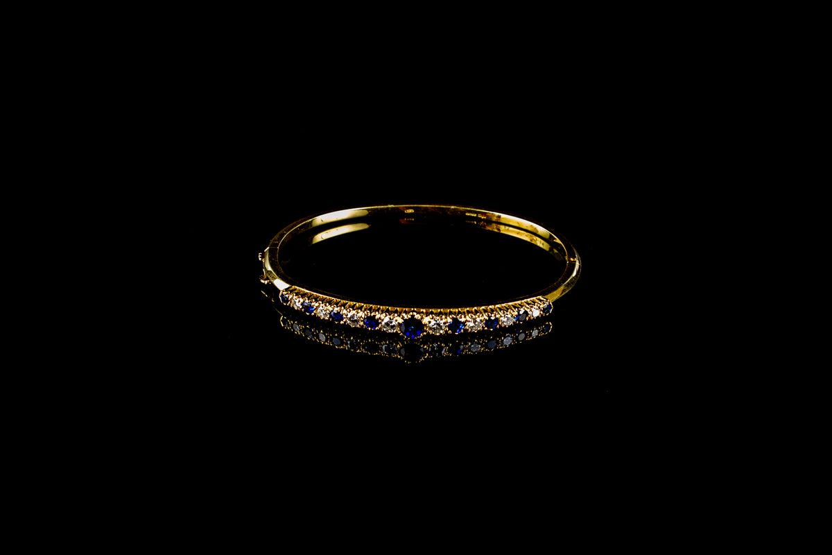 18ct Yellow Gold 1.00ct Sapphire and 0.70ct Diamond Bangle