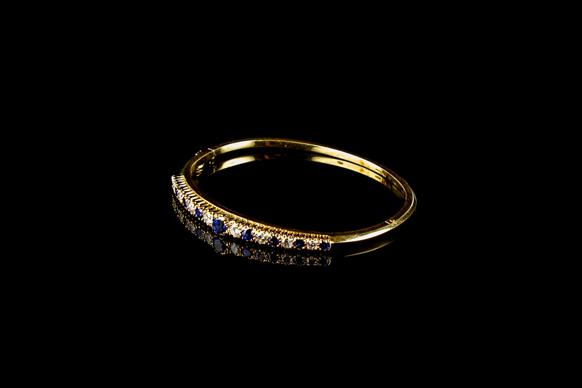18ct Yellow Gold 1.00ct Sapphire and 0.70ct Diamond Bangle